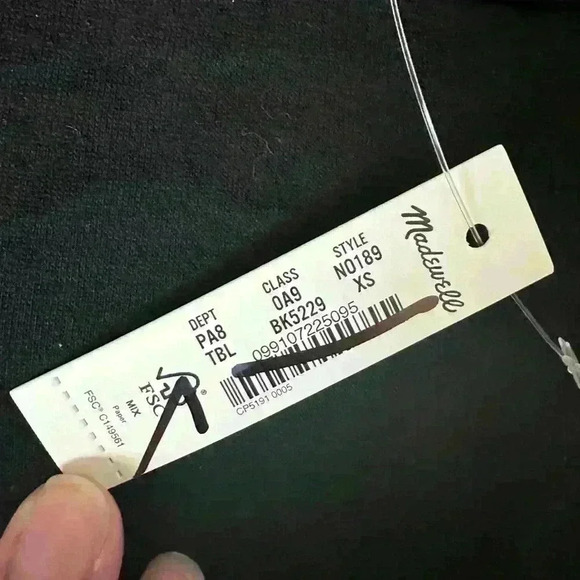 Madewell Scoopneck Long-Sleeve Tee Size XS True Black - Picture 7 of 8